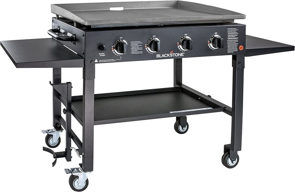 Blackstone-36-Inch-Gas-Griddle-Cooking-Station-4-Burner-Flat-Top-Gas-Grill-Propane-Fuelled-Restaurant-Grade-Professional-36--Outdoor-Griddle-Station-with-Side-Shelf--1554--