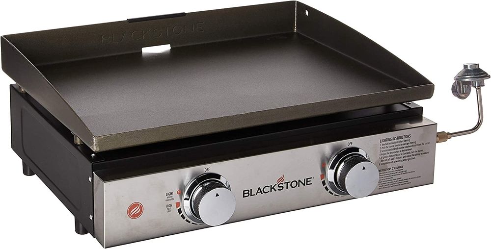 Blackstone-Tabletop-Griddle--1666--Heavy-Duty-Flat-Top-Griddle-Grill-Station-for-Camping--Camp--Outdoor--Tailgating--Tabletop---Stainless-Steel-Griddle-with-Knobs---Ignition--Black--22-inch-