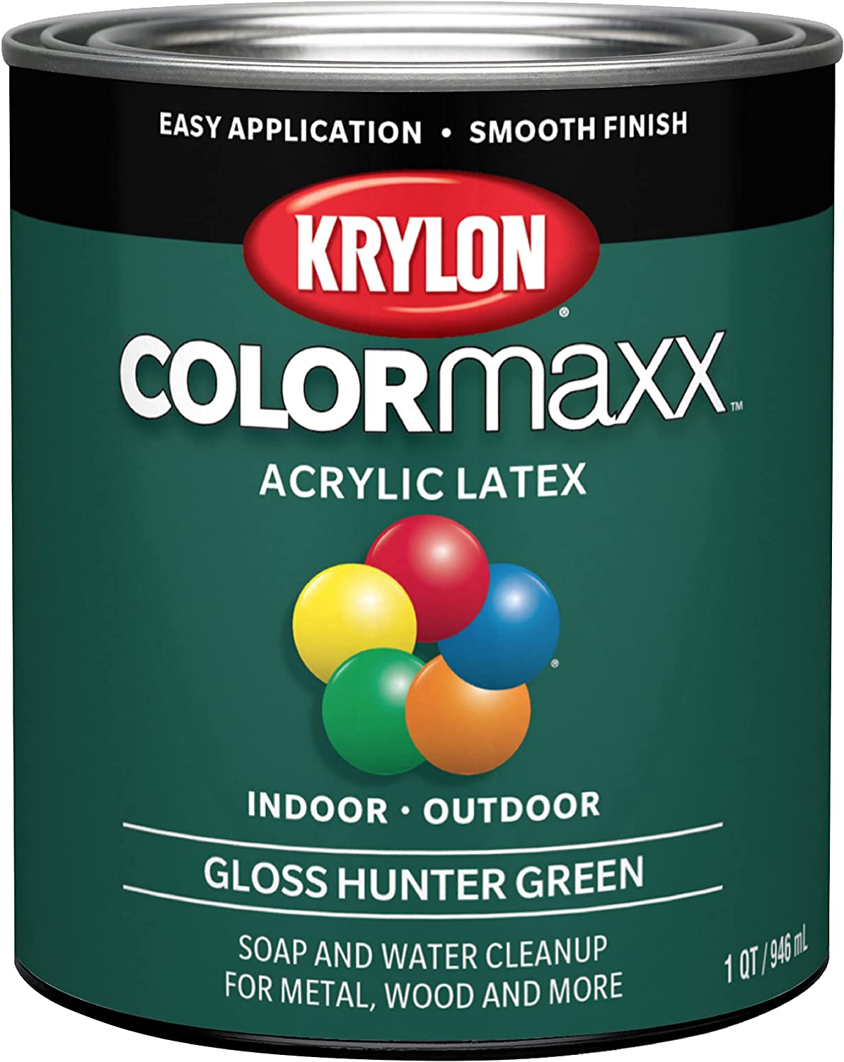 Krylon-K05642007-COLORmaxx-Acrylic-Latex-Brush-On-Paint-for-Indoor-Outdoor-Use-32-Fl-Oz-Pack-of-1-Gloss-Hunter-Green