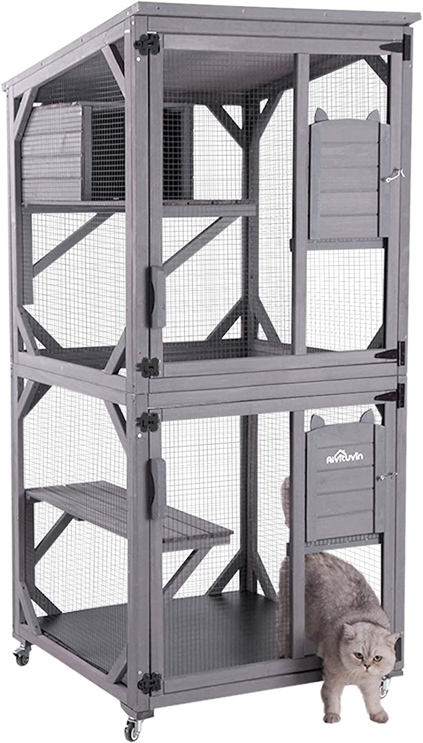 Aivituvin-Cat-House-Outdoor-Catio-Cat-Enclosures-on-Wheels70.9-Kitty-House-with-Upgraded-Resting-Box-Waterproof-Roof-