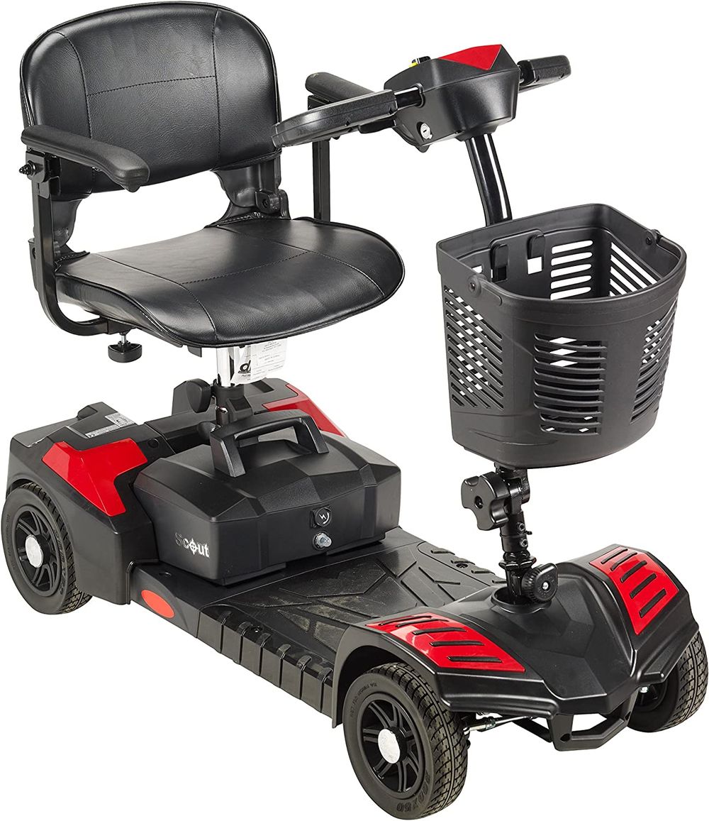 Drive-Medical-SCOUTLT4-Spitfire-Scout-4-Mobility-Scooter-Compact-Luxury-Travel-Scooter-Blue-Red