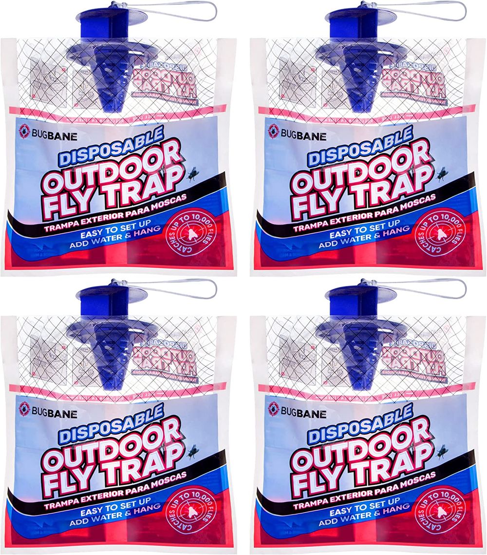 Fly-Trap-Outdoor-Hanging-Fly-Catcher.-4-Pack-Disposable-Outdoor-Fly-Bags-with-Fly-Bait-Repellent-and-Blue-Fly-Attractant-Lure.-Fly-Trapper-Helps-Control-Horse-Flies-in-Barns-or-Ranch-