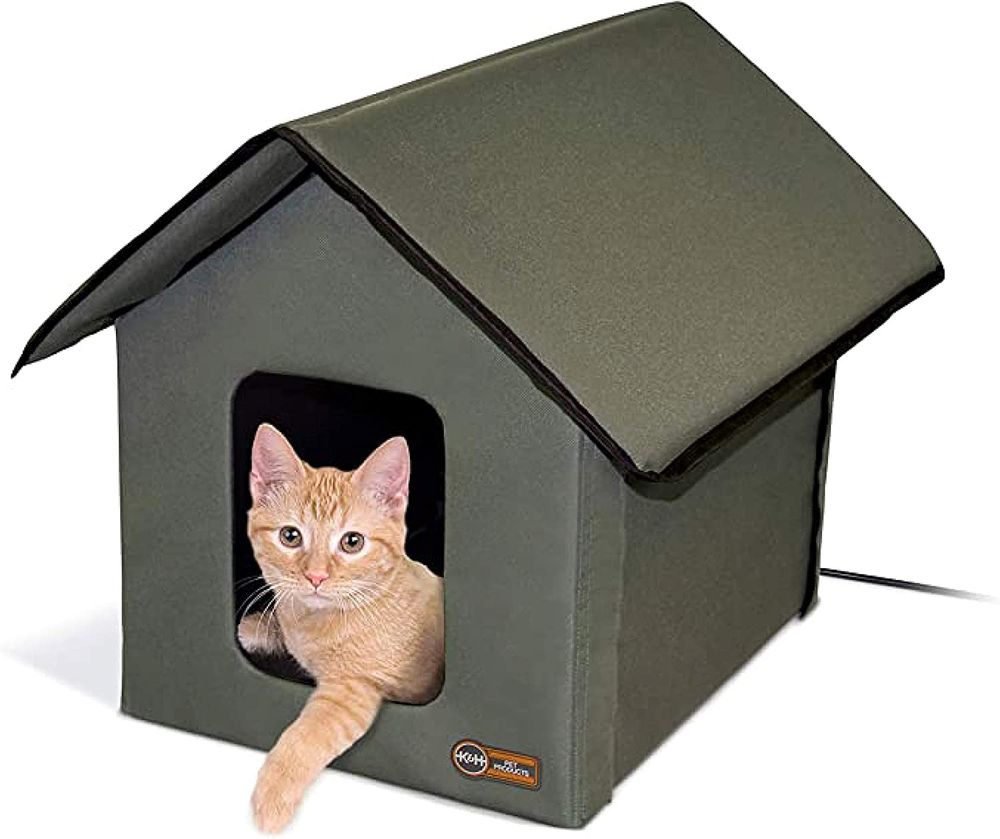 K-H-Pet-Products-Original-Outdoor-Heated-Kitty-House-Cat-Shelter-Cat-House-19-X-22-X-17-Inches--Heated--Olive-Olive-