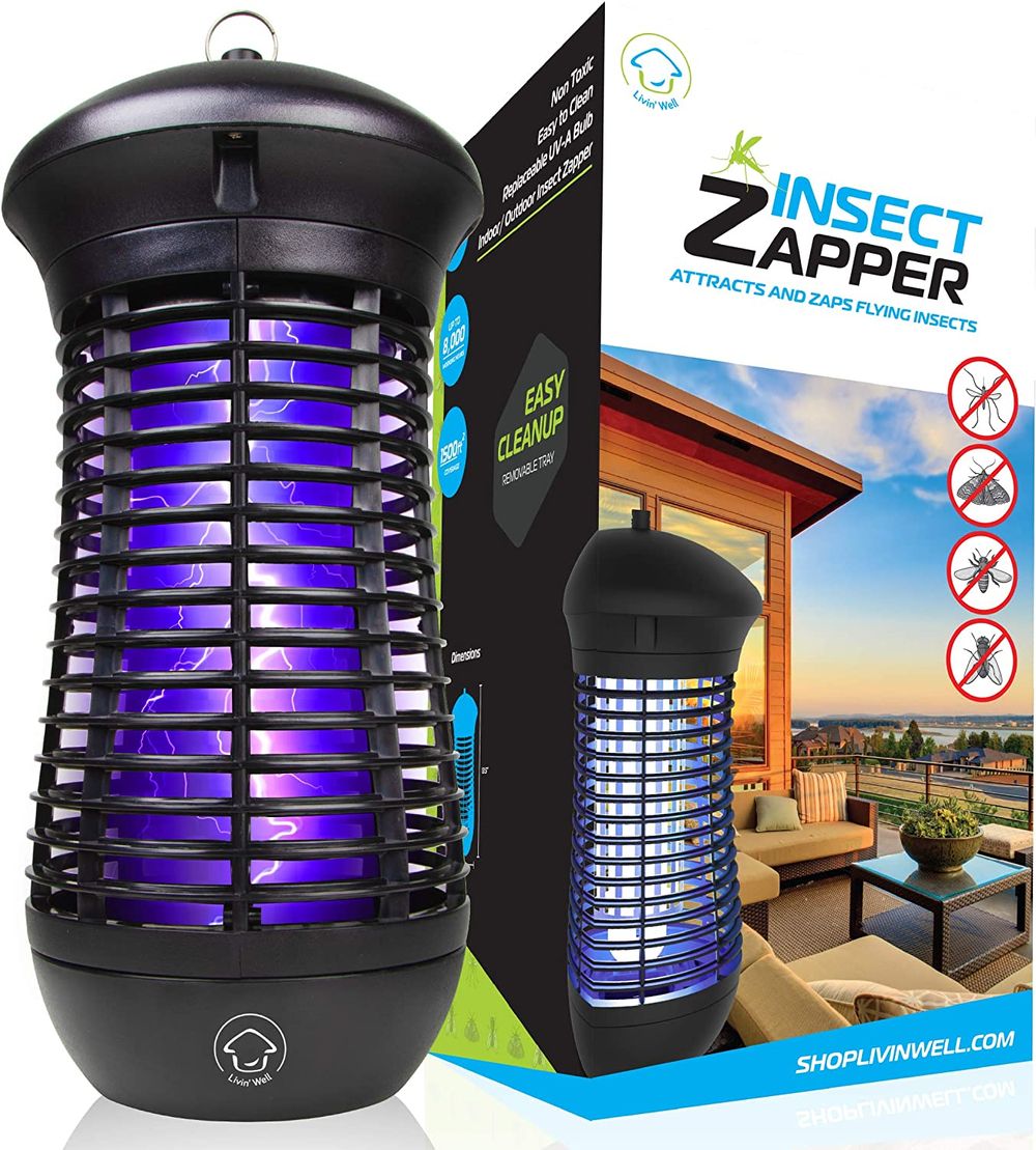 Livin--Well-Bug-Zapper-Indoor-Outdoor---4000V-High-Powered-Electric-Mosquito-Zapper-Home-Patio--1-500-Sq-Ft-Range-Fly-Zapper-Mosquito-Trap--18W-UVA-Bulb-Mosquito-Killer-Lamp-Insect-Bug-Light--Black