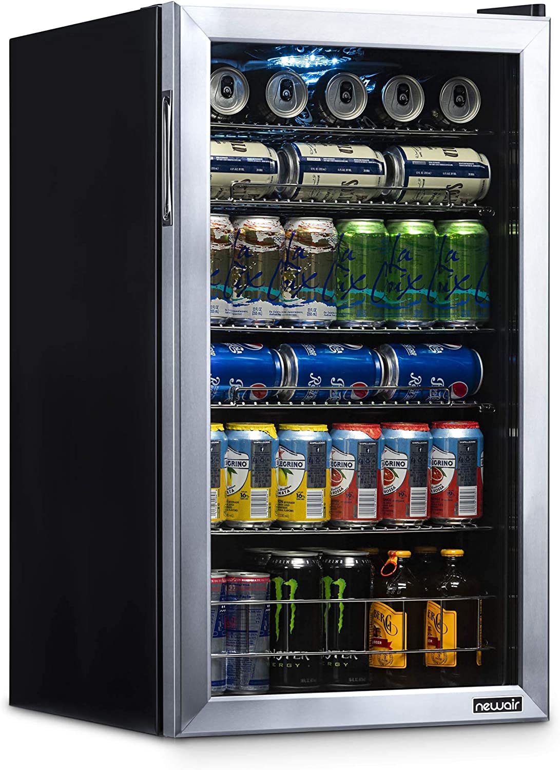 NewAir-Beverage-Refrigerator-Cooler---126-Cans-Free-Standing-with-Right-Hinge-Glass-Door---Mini-Fridge-Beverage-Organizer-Perfect-For-Beer--Wine--Soda--And-Cooler-Drinks---AB-1200