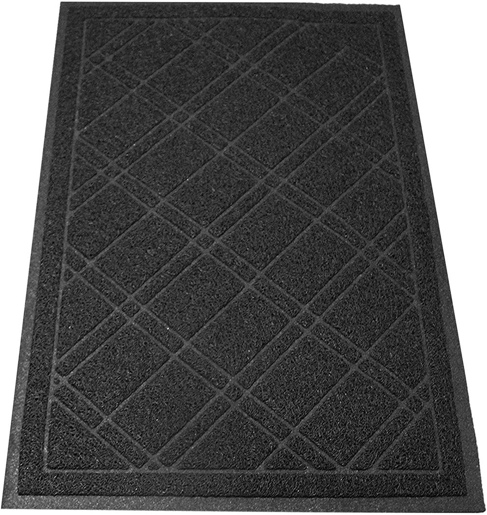 SlipToGrip-Universal-Door-Mat-Plaid-Design-Black-42-x-35-Anti-Slip-Durable-Washable-Outdoor-Indoor-Floor-Welcome-Mat-Door-Mat-Entry-Rug-for-Garage-Patio-Front-Door-Dust-Absorbent