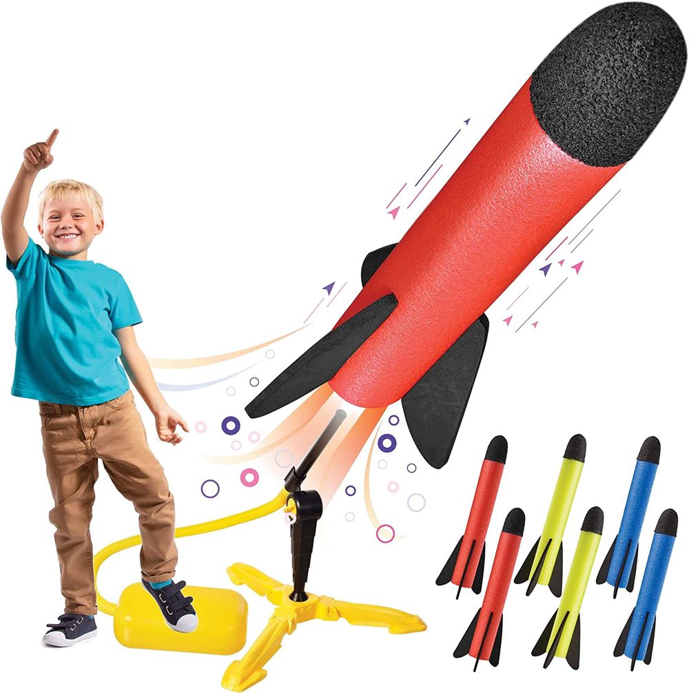 Toy-Rocket-Launcher-for-kids---Shoots-Up-to-100--Feet---8-Colorful-Foam-Rockets--Stomp-Launch-Pad---Fun-Outdoor-Toy-for-Kids---Boys-Birthday-Gifts--Kids-Toys-for-Boys-and-Girls-Age-3--Years-Old