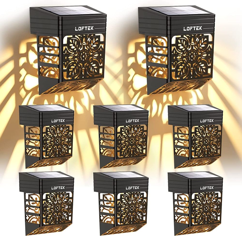 LOFTEK-Solar-Deck-Lights--8-Pack-Solar-Fence-Lights--Outdoor-Garden-Decorative-Lights--Dusk-to-Dawn--Waterproof--Fence-Post-Solar-Wall-Light-for-Railing--Patio--Pool--Backyard--Stair--Step--Warm-White-