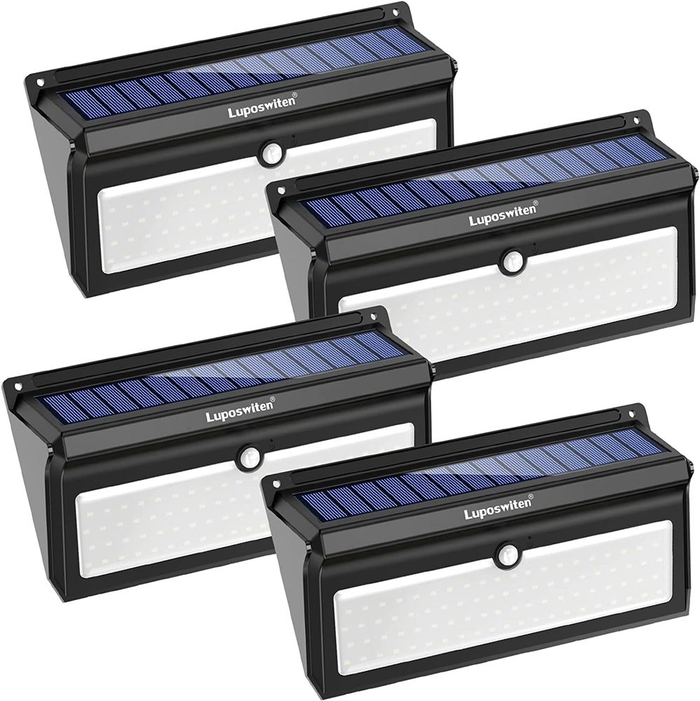 Luposwiten-Solar-Lights-Outdoor-Waterproof-100-LED-Solar-Powered-Outdoor-Lights--Motion-Sensor-Outdoor-Lights-for-Front-Door--Yard--Garage--Garden--Patio--Deck--4-Pack--