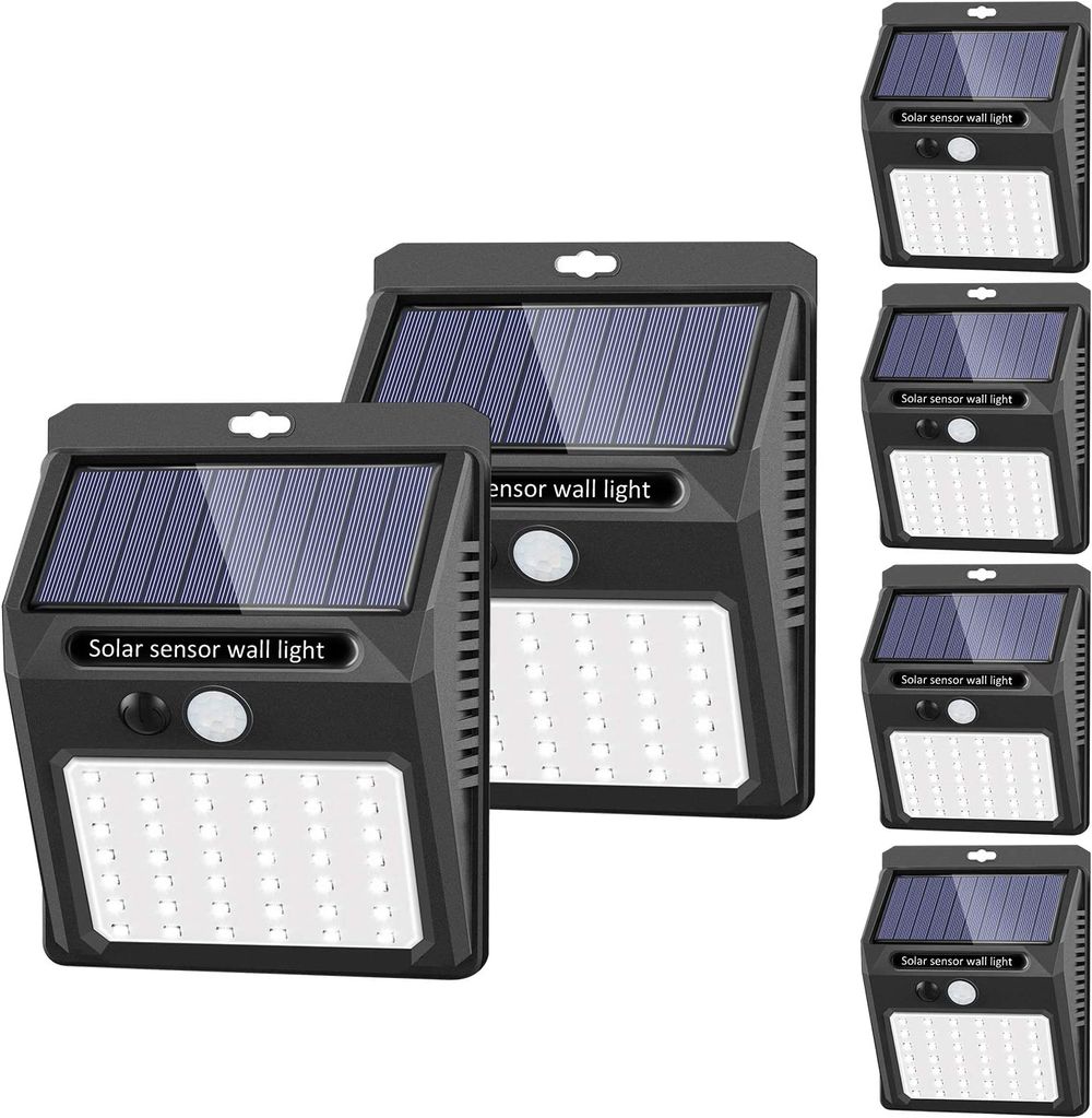 SEZAC-Solar-Lights-Outdoor--6-Pack-3-Working-Mode---Solar-Security-Lights-Solar-Motion-Sensor-Lights-Wireless-IP-65-Waterproof-Outdoor-Lights-for-Garden-Fence-Patio-Garage--42-LED--