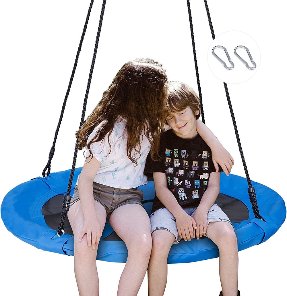 SUPER-DEAL-40-Inch-Blue-Saucer-Tree-Swing-Set-for-Kids-Adults-800lb-Weight-Capacity-Waterproof-Flying-Swing-Seat-Textilene-Fabric-with-Adjustable-Hanging-Ropes-for-Outdoor-Playground--Backyard-.